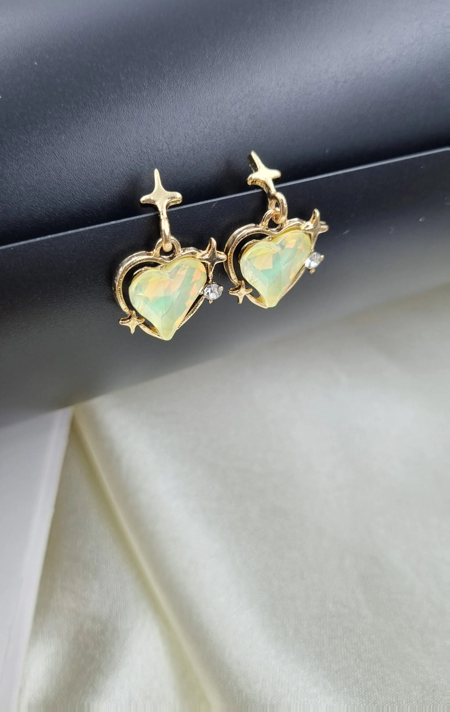 Gold Heart-Shaped Stud Earrings Attractive Sister
