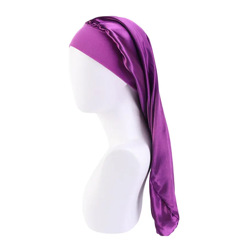 Women's Elastic Wide-brimmed Satin Long Tube Nightcap CJ