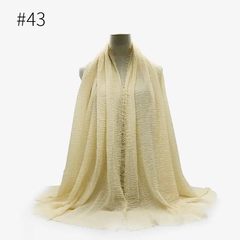 Bubble plain Scarf / cotton scarf fringes women soft solid hijab popular muffler shawls big Pashmina wrap hijab CJ