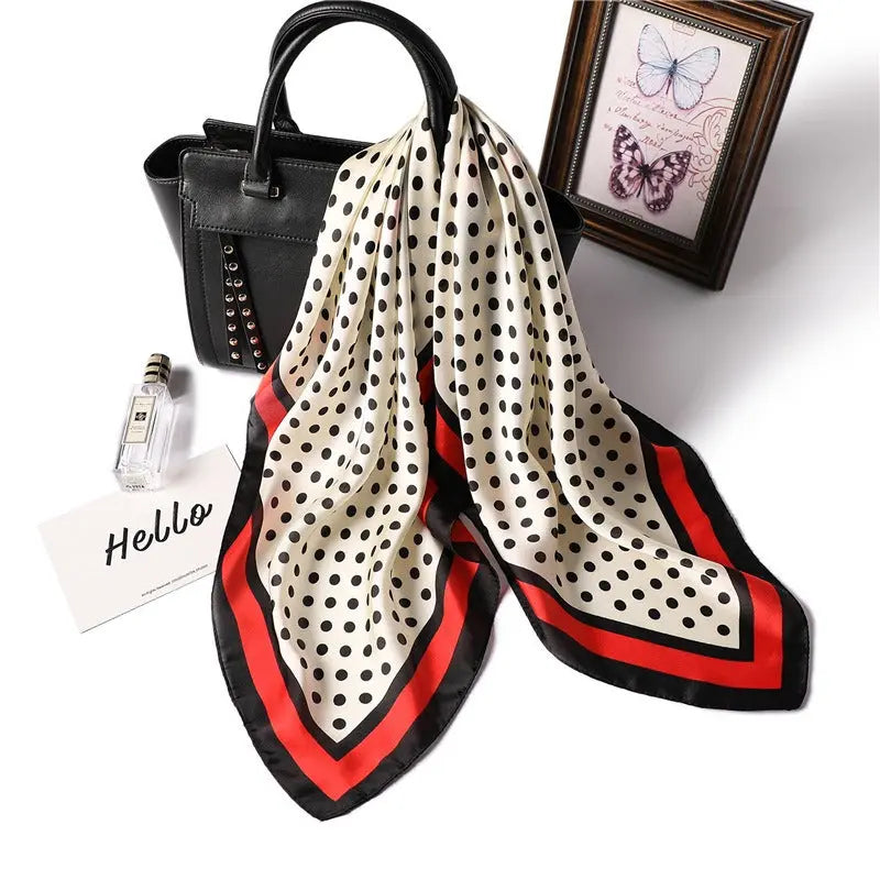 New Square Scarf Fashion Wave Point Scarf Women's Imitation Silk 70cm Professional Scarf Versatile Decorative Neck Tie Bag eprolo