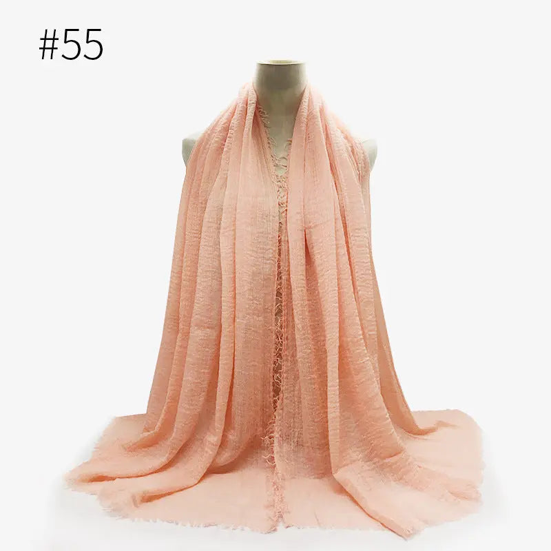 Bubble plain Scarf / cotton scarf fringes women soft solid hijab popular muffler shawls big Pashmina wrap hijab CJ
