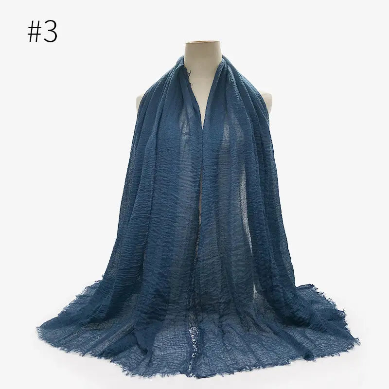 Bubble plain Scarf / cotton scarf fringes women soft solid hijab popular muffler shawls big Pashmina wrap hijab CJ