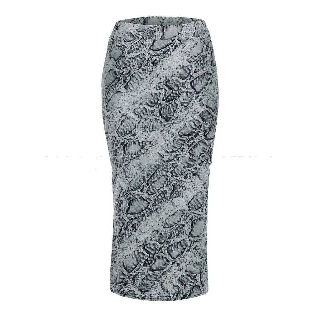 Sexy Snakeskin Pattern Print Skirt With Hip Skirt CJ