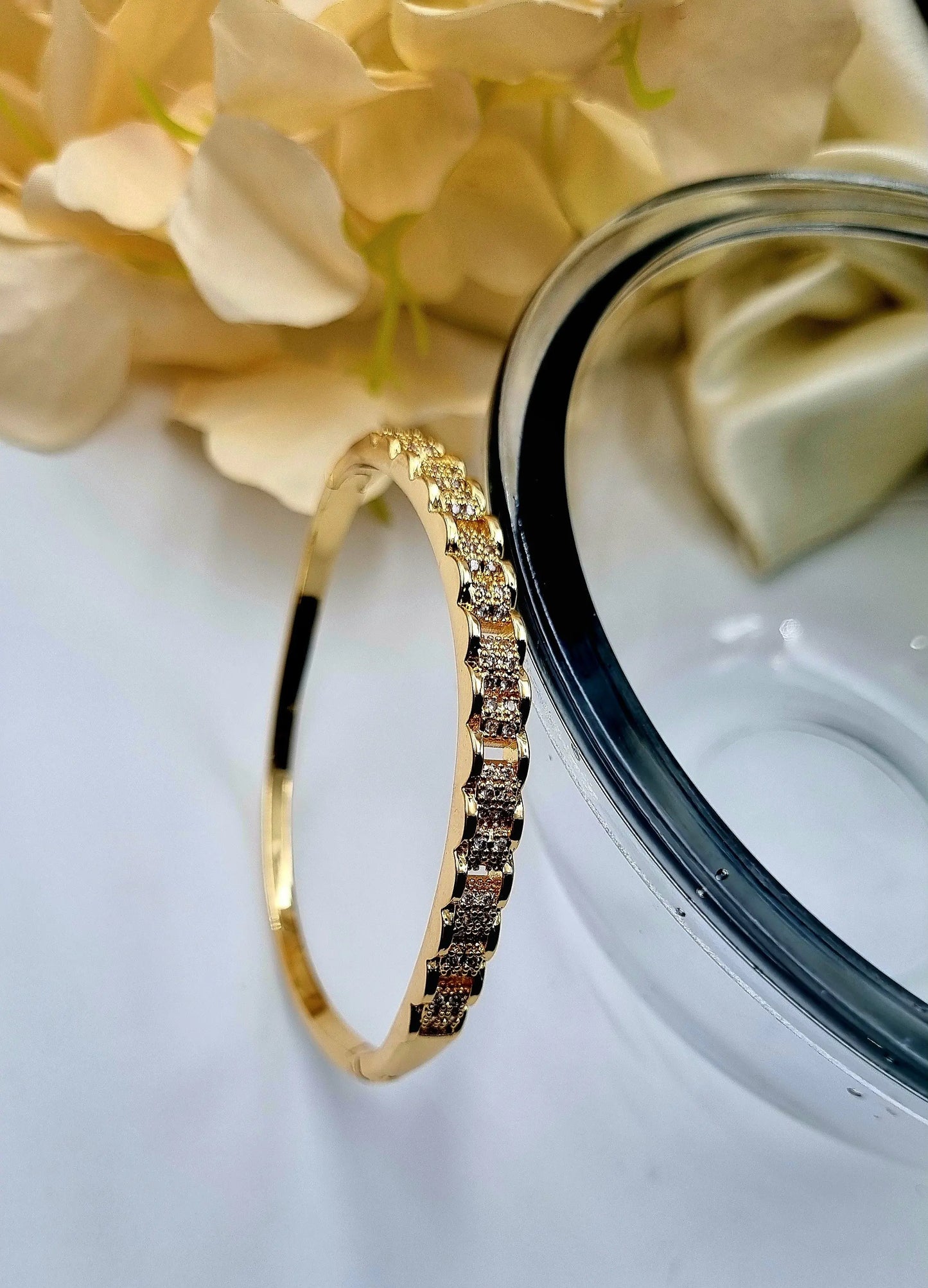 "Radiant Elegance: CZ Stone Bangle Bracelet" Attractive Sister