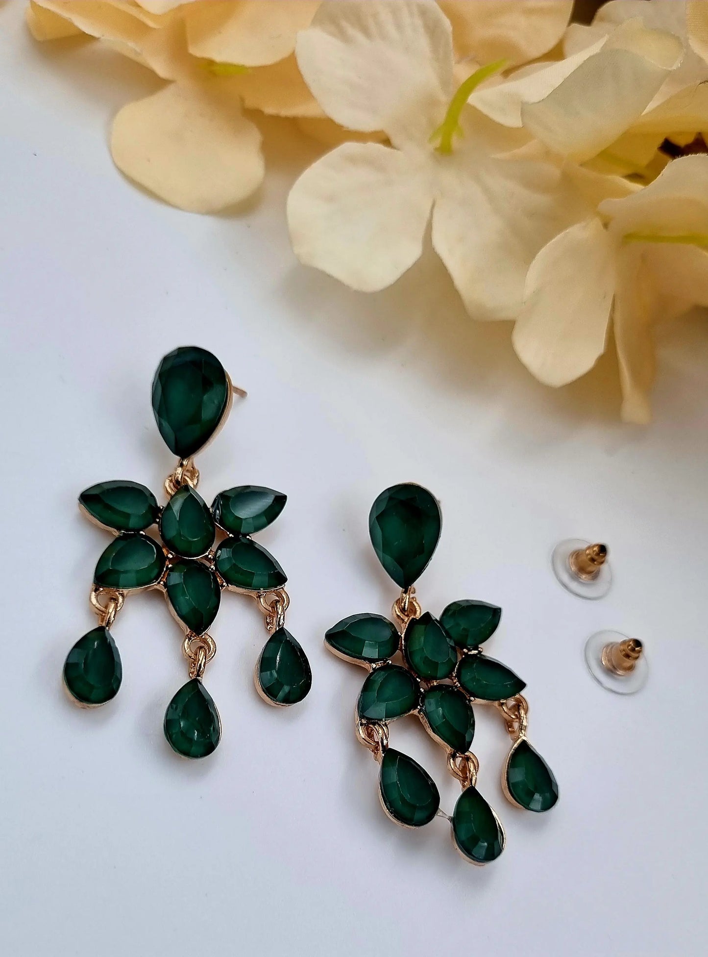 Dazzling Green Crystal Drop Earrings Attractive Sister