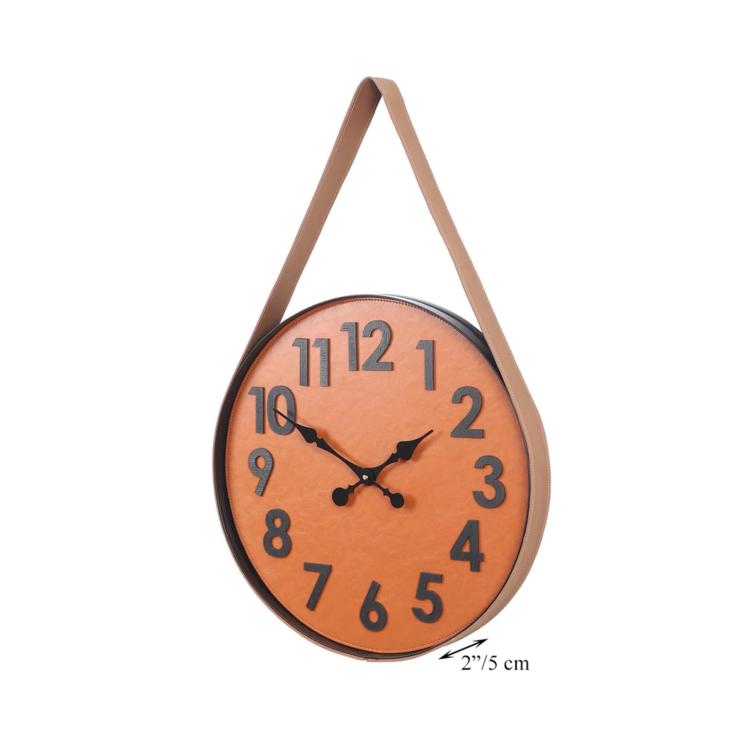 "Statement Piece: Leather Wall Clock with Numerical Display and Black Hands" Attractive Sister
