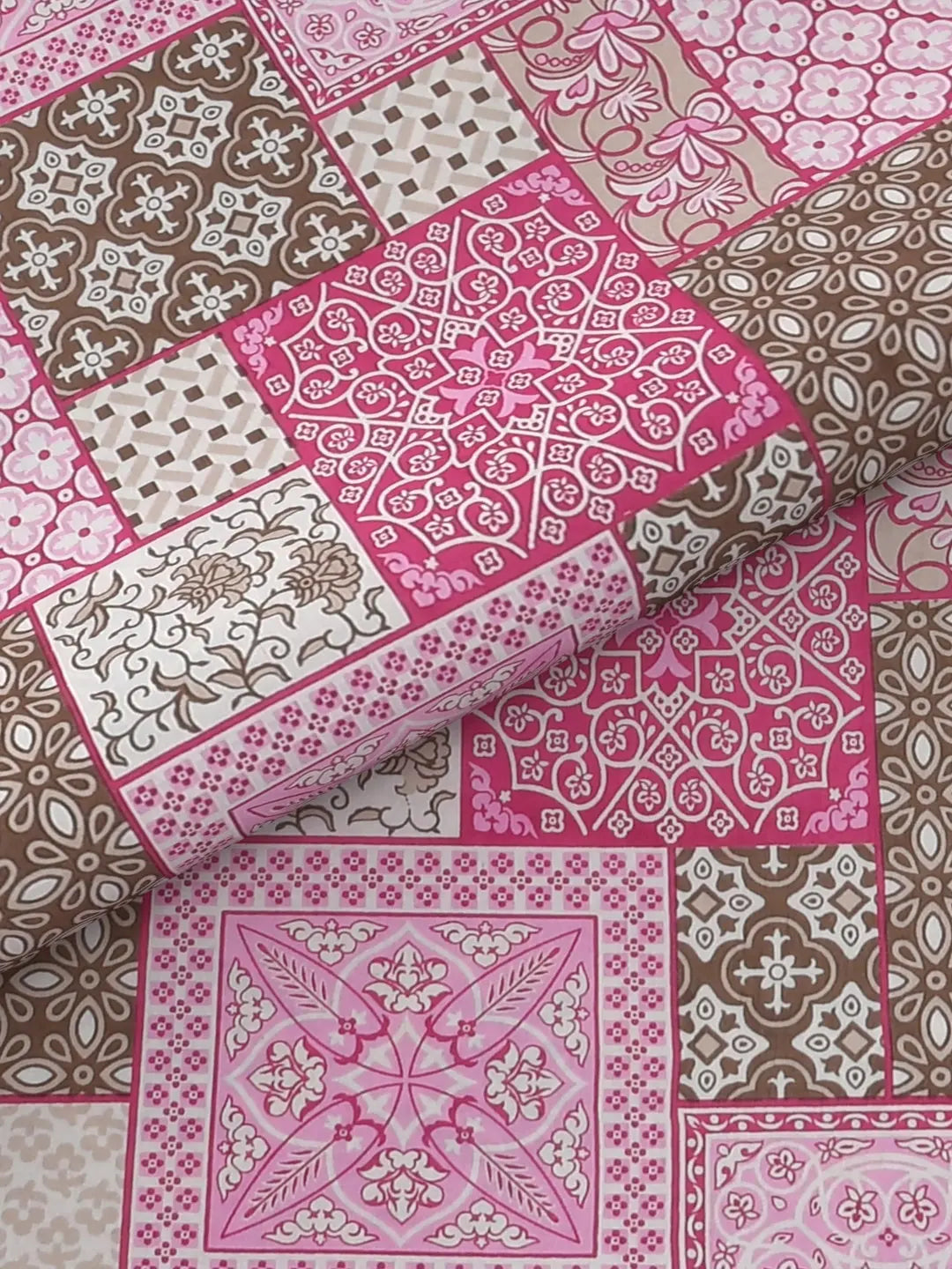 Hand Printed Patchwork Design Cotton Bed Sheet Set – Jumbo King Size 95x108 Inch, 240 Thread Count, Pure Cotton Fabric, Includes 2 Pillow Covers Attractive Sister