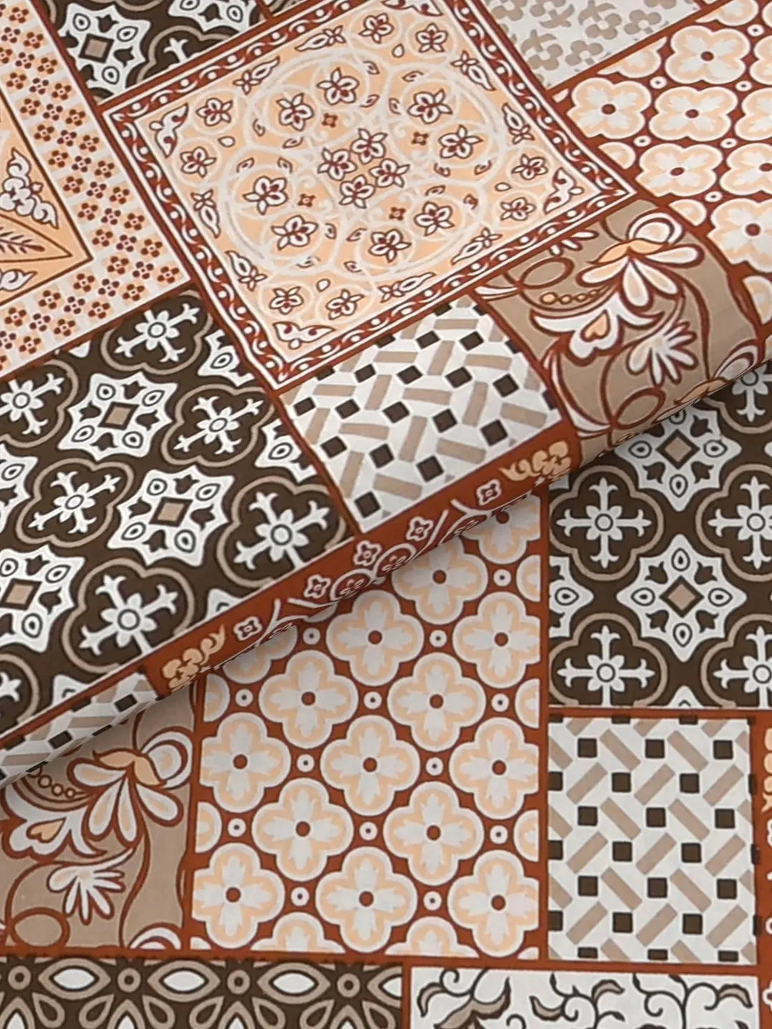 Hand Printed Patchwork Design Cotton Bed Sheet Set – Jumbo King Size 95x108 Inch, 240 Thread Count, Pure Cotton Fabric, Includes 2 Pillow Covers Attractive Sister