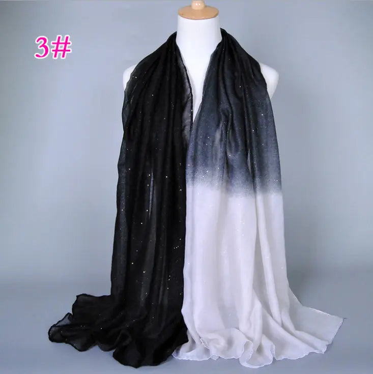 New cotton and linen Balinese women's scarf Classic hot stamping gradient autumn and winter women's scarf CJ