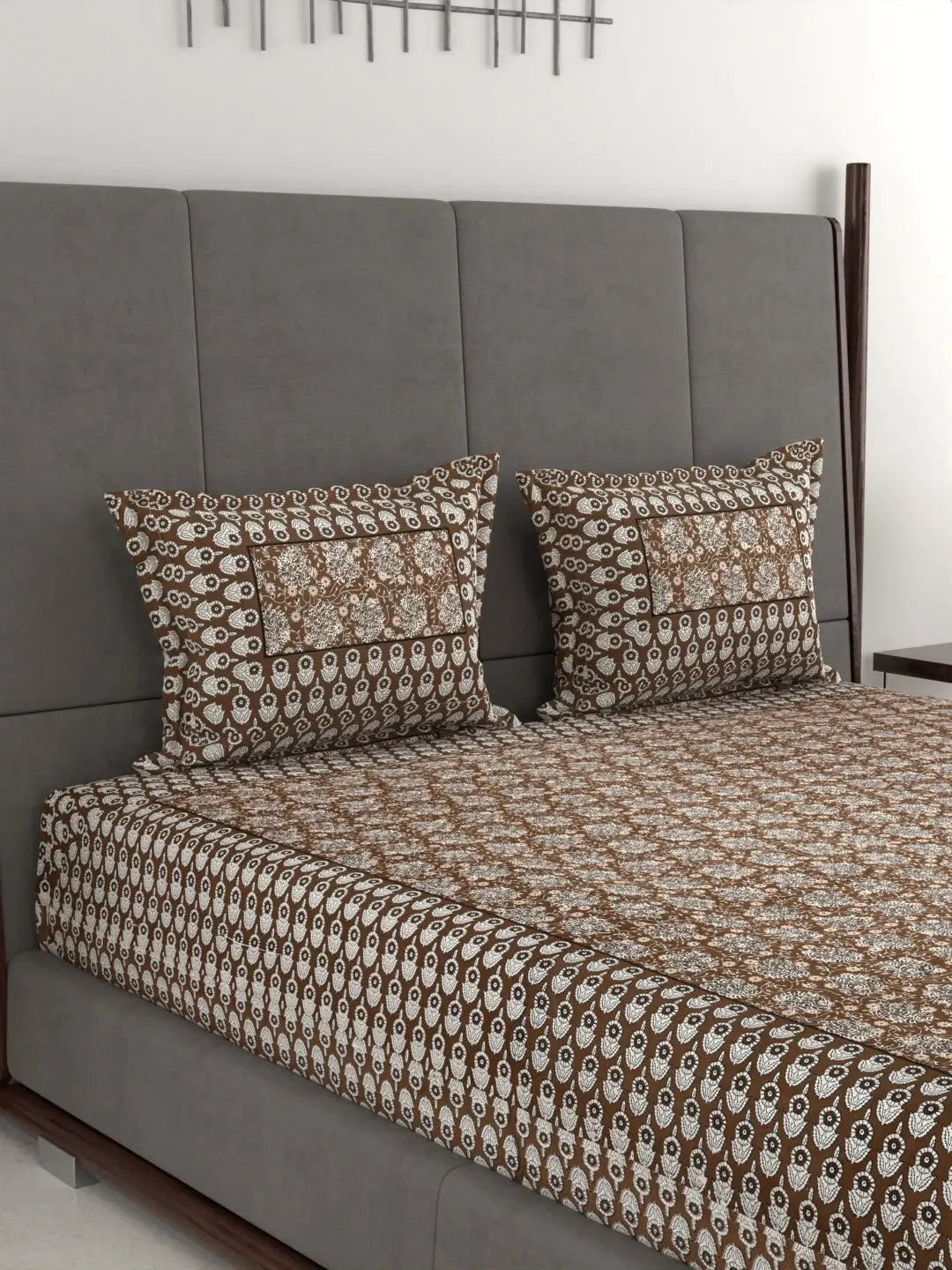 Jumbo King Size Hand Printed Cotton Bed Sheet Set – 95x108 Inch, 240 Thread Count, Pure Cotton Fabric, Hand Block Print Design, Includes 1 Bed Sheet & 2 Pillow Covers Attractive Sister