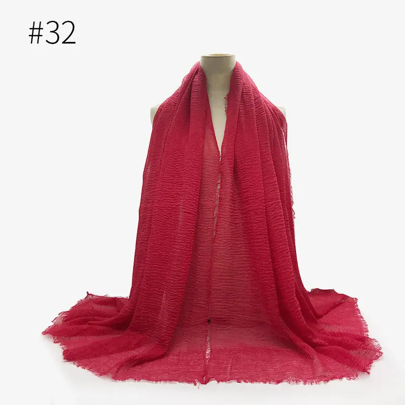 Bubble plain Scarf / cotton scarf fringes women soft solid hijab popular muffler shawls big Pashmina wrap hijab CJ