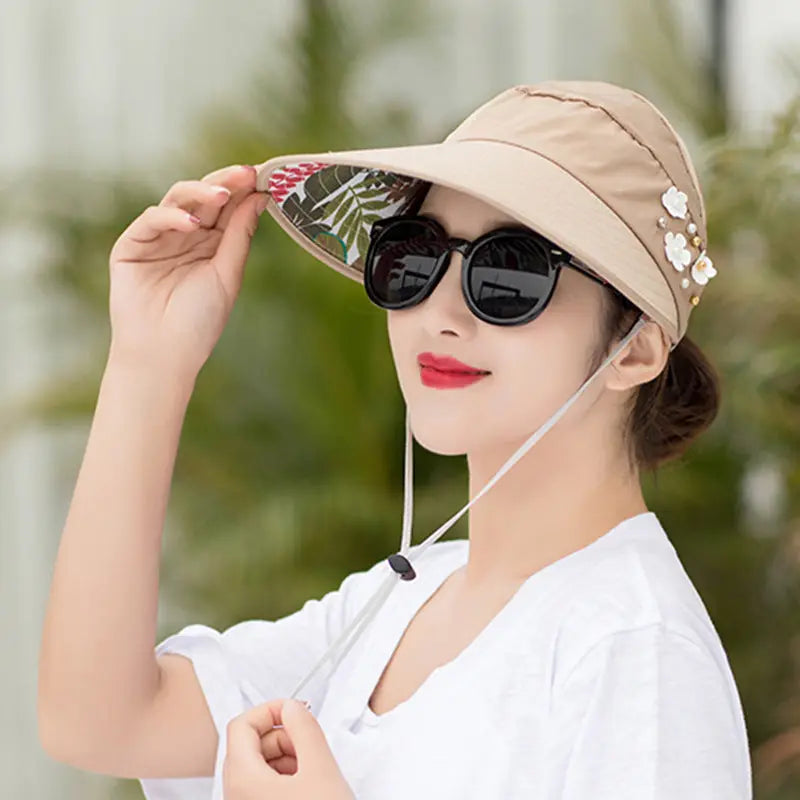 Summer sunshade nail pearl empty top hat CJ