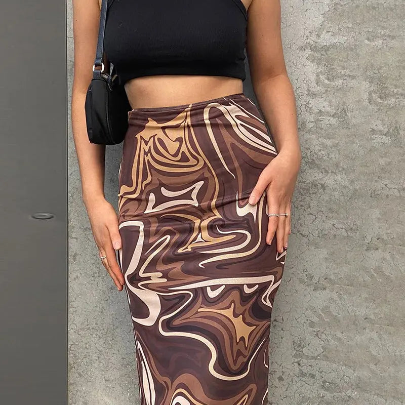 Sexy Slim Temperament Printed Half Length Dress Women CJ
