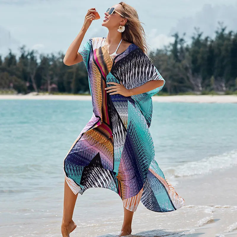 Women's Sun Protection Shirt Beach Vacation Dress CJ