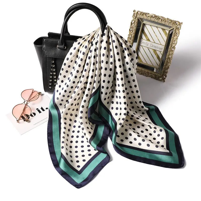 New Square Scarf Fashion Wave Point Scarf Women's Imitation Silk 70cm Professional Scarf Versatile Decorative Neck Tie Bag eprolo