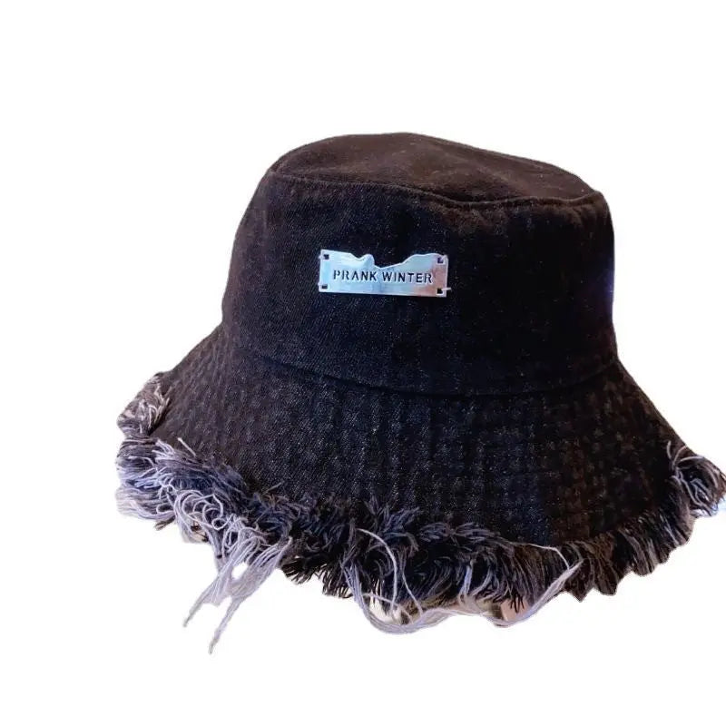 Jean Fisherman Hat Women's Spring And Summer Thin Washed Old Frayed Edge Bucket Hat Outdoor CJ