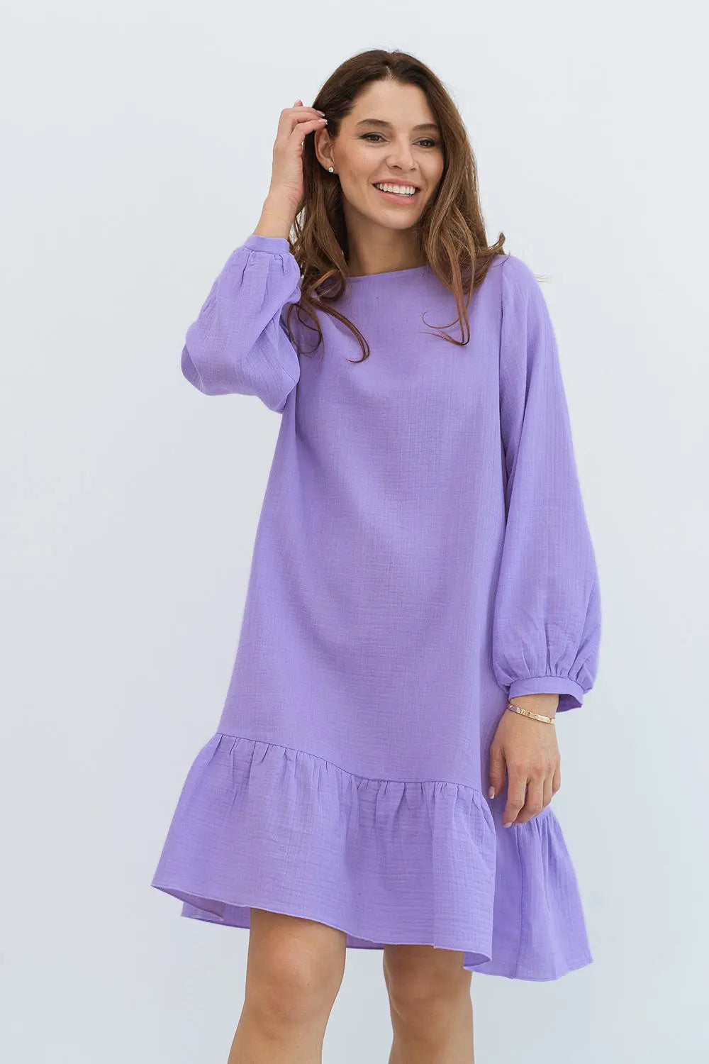 Solid Color Cotton Long-sleeved Nightdress Skirt CJ