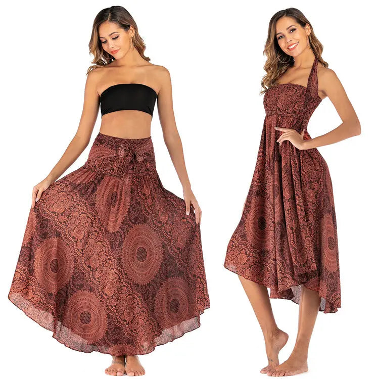 Ladies Fashion Two-Wear Swing Boho Skirt CJ
