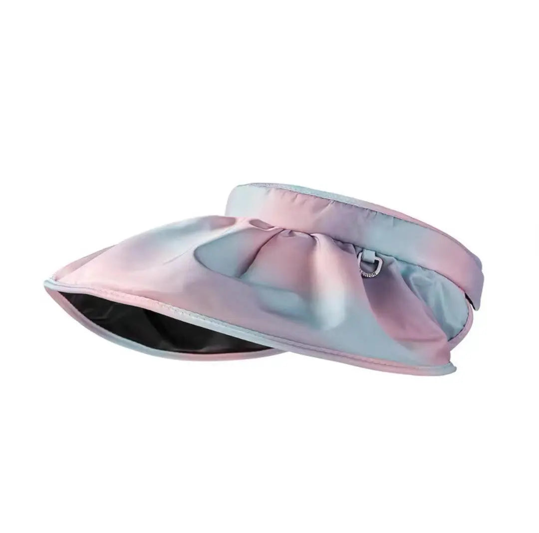Women's Gradient Black Rubber Large Eaves Sun Visor Shell Hat CJ