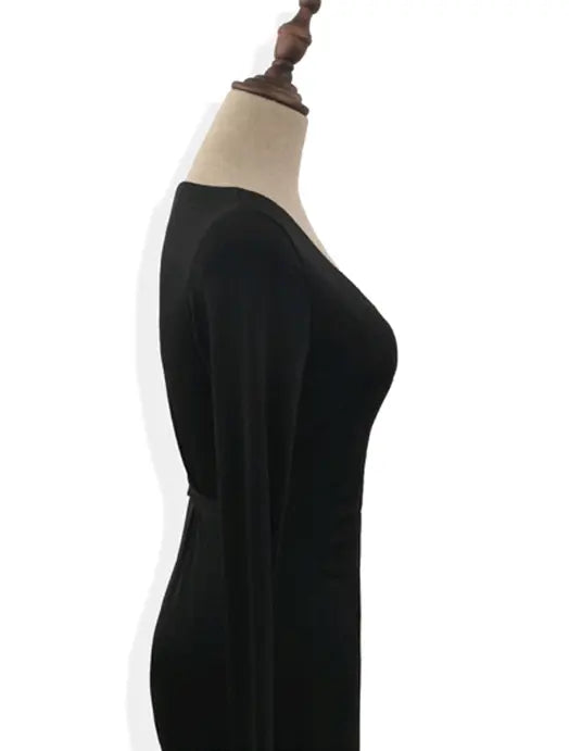 New V-neck Tie Waist Slim Slimming Dress CJ