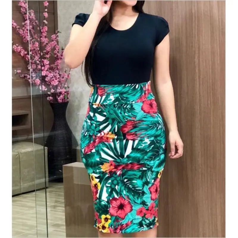 Trendy flower Print bag hip dress,skirt CJ