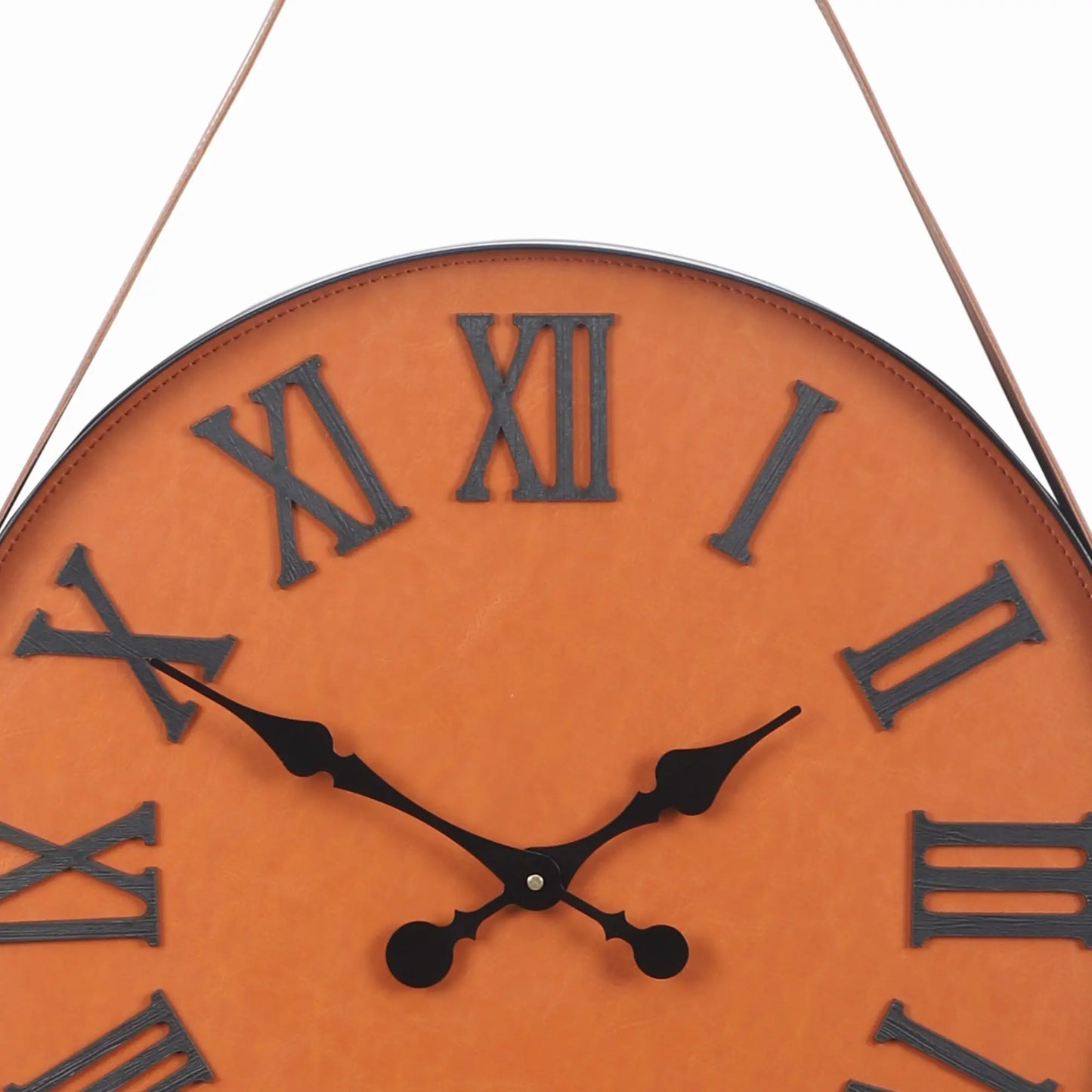 "Modern Classic with Brown Leather Strap Hanging Wall Clock with Roman Numerals" clock's size (60cm/16") Attractive Sister