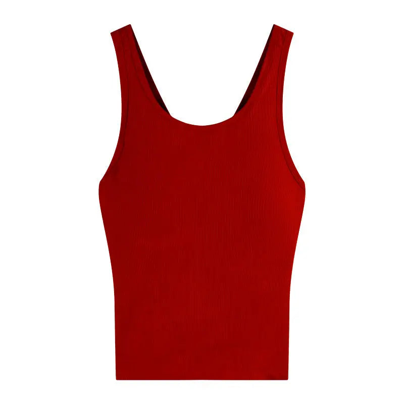 Women's Cross Back Vest With Chest Pad Bra CJ