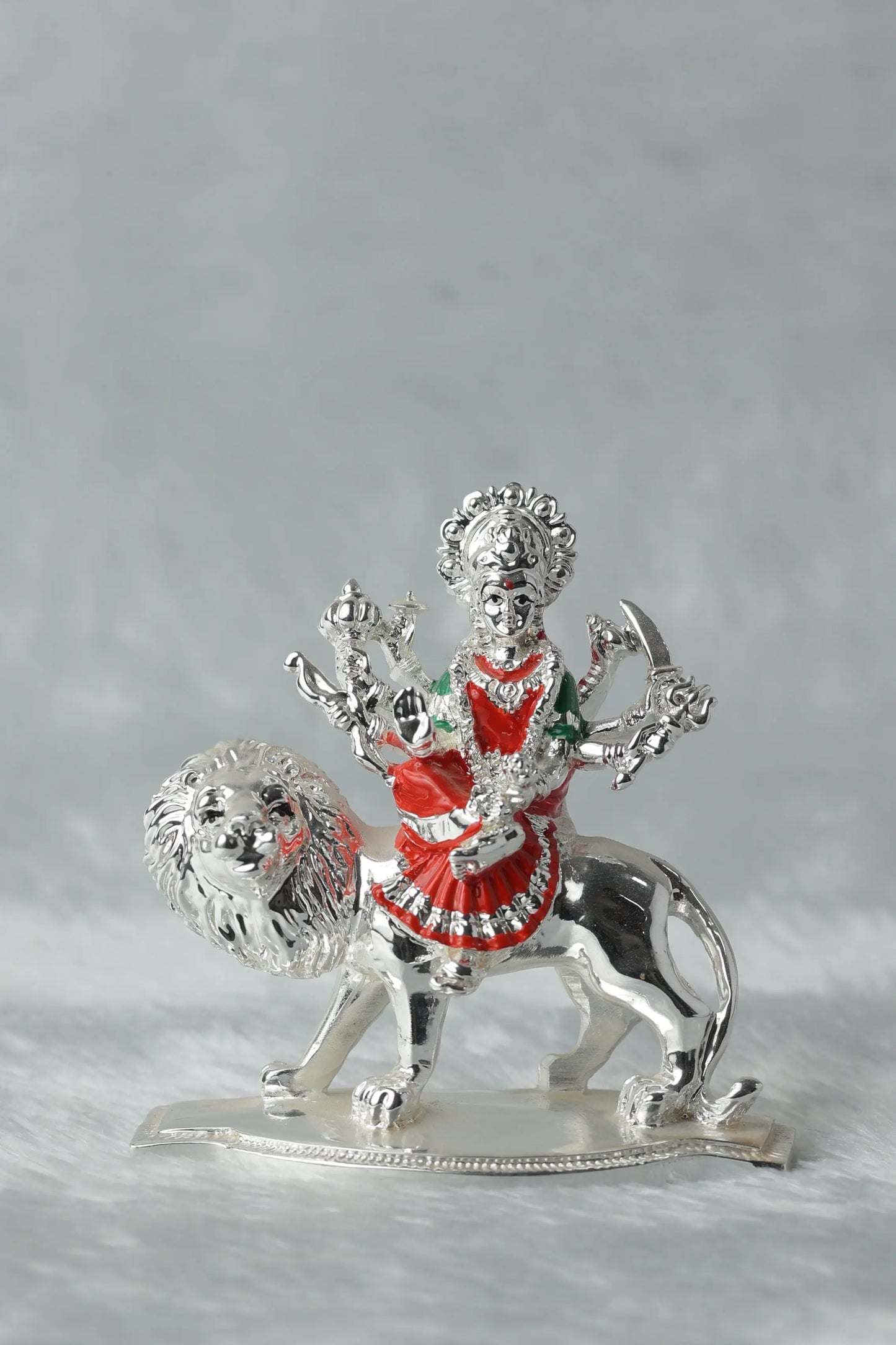 Handcrafted Durga Maa Idol for Car Dashboard & Home Décor - 24K Gold-Plated Shera Wali Mata Statue (153g) | Perfect for Pooja Room, Office, and Gift Giving | Prosperity & Blessings Decorative Showpiece Attractive Sister