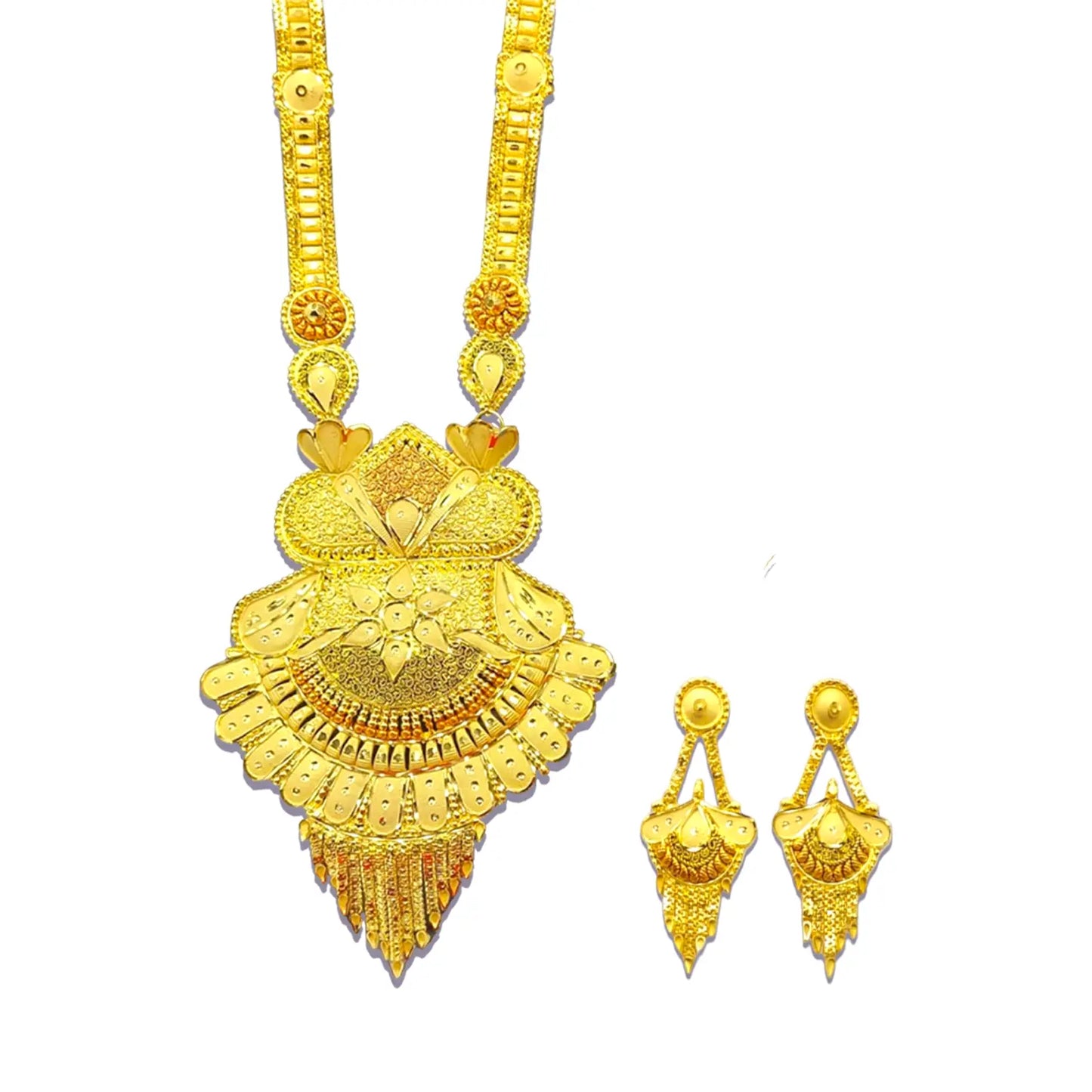 Elegant 1 Gram Gold-Plated Haram Necklace & Earrings Set - Attractive Sister