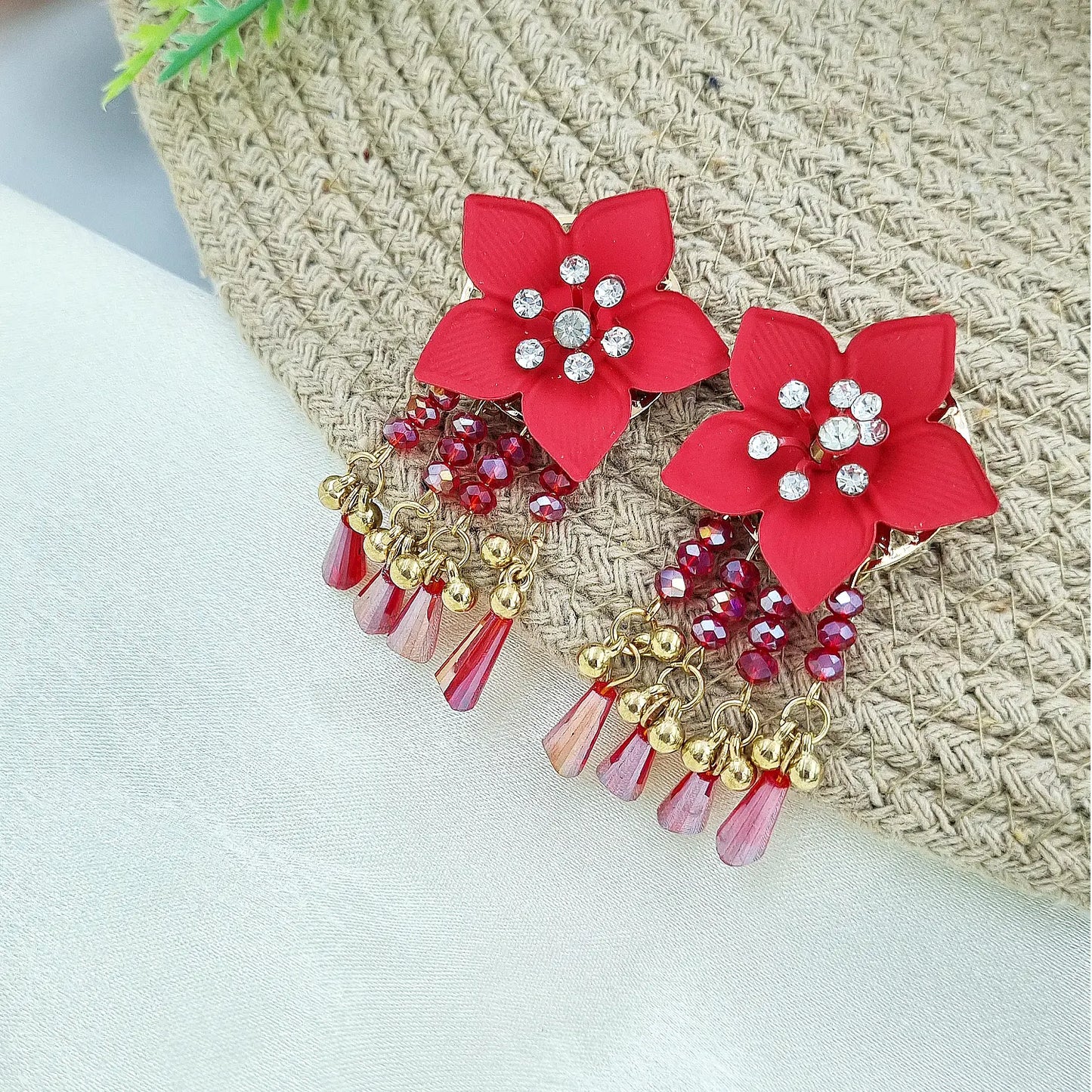 Elegant Flower Earrings with Gold Accents Attractive Sister