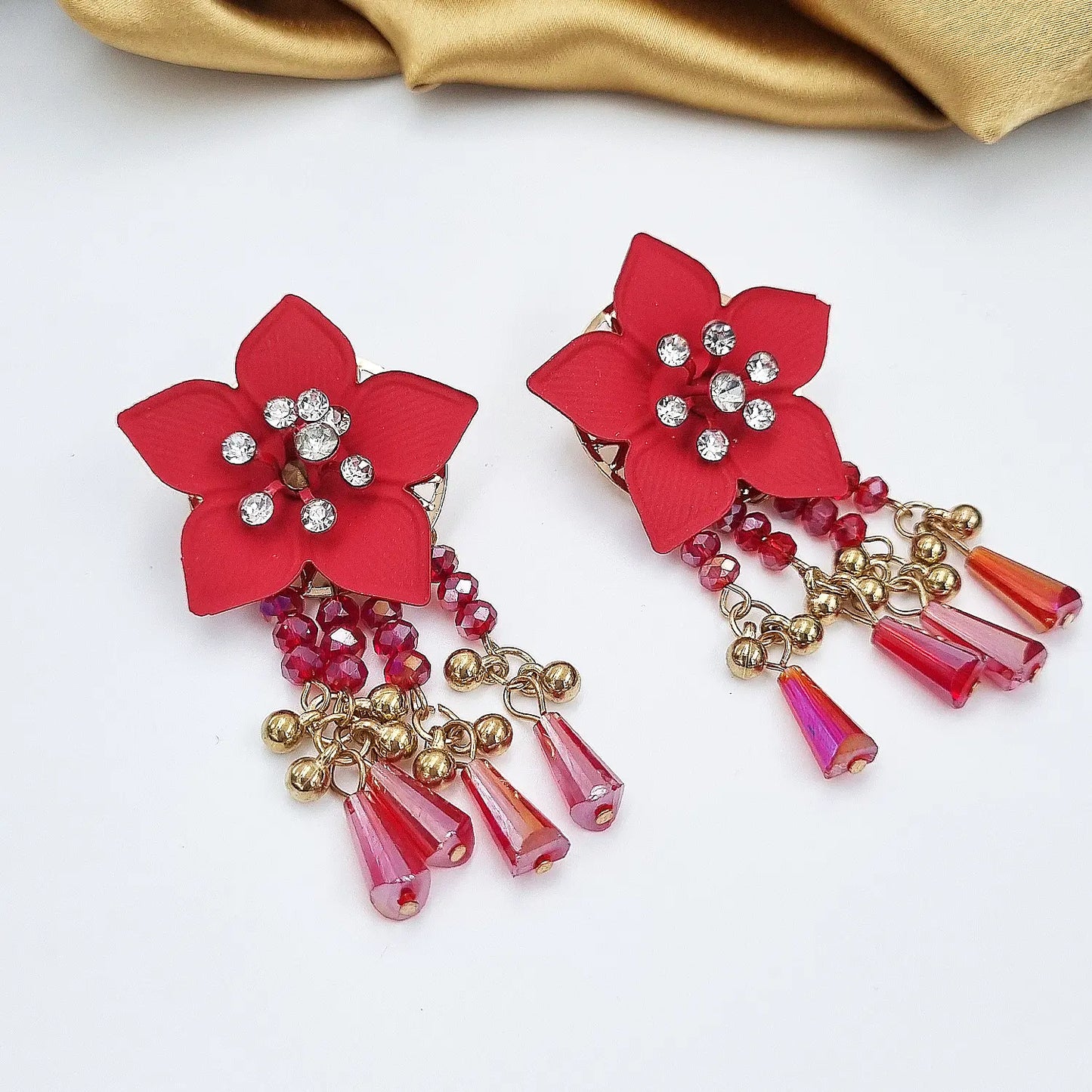 Elegant Flower Earrings with Gold Accents Attractive Sister