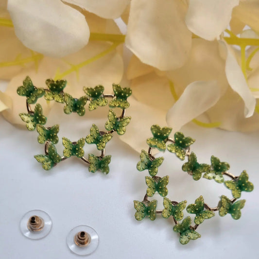 Delicate Gold Butterfly Earrings with Red color Attractive Sister