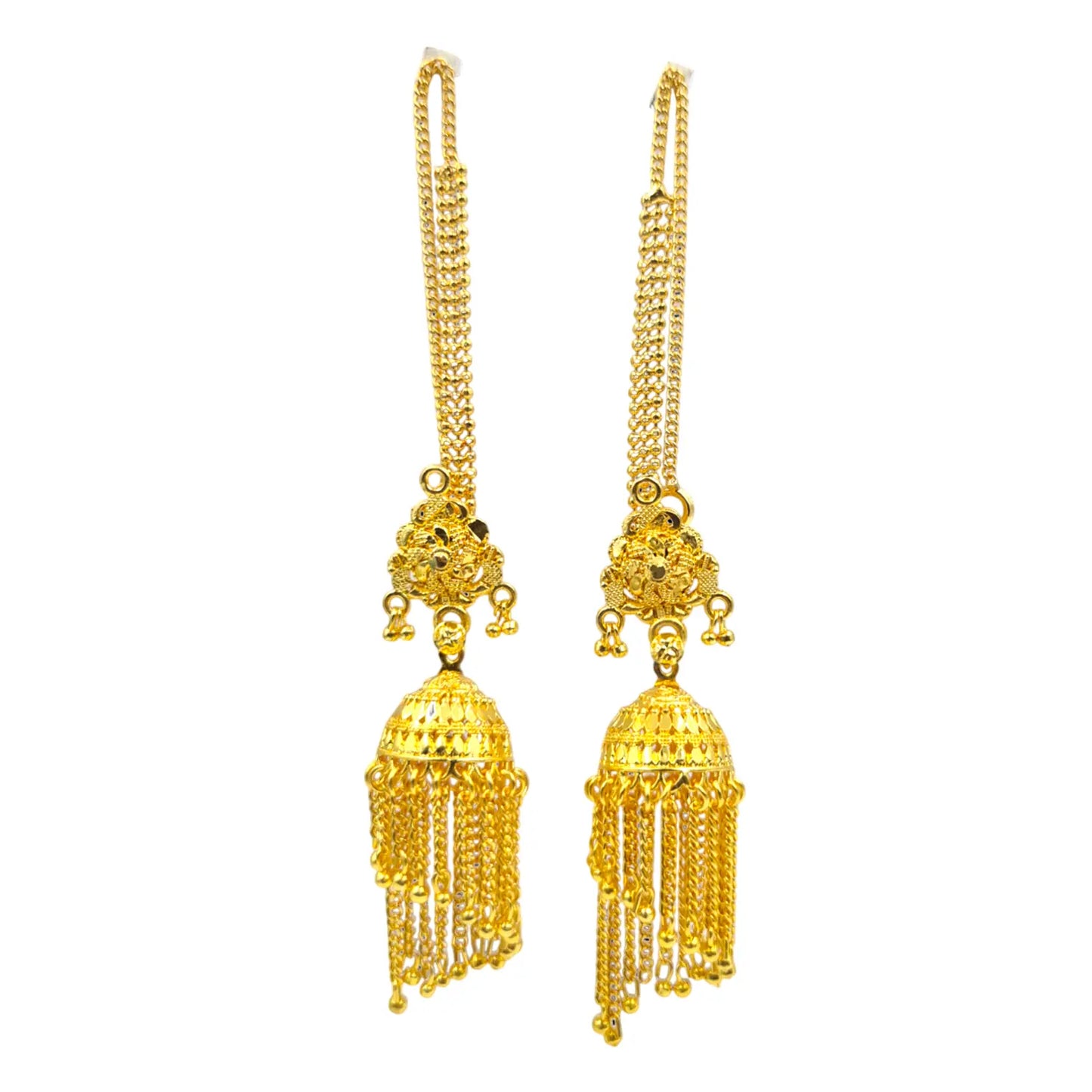 Gold Plated Chain Jhumka Earrings – Elegant Indian Ethnic Jewelry Attractive Sister
