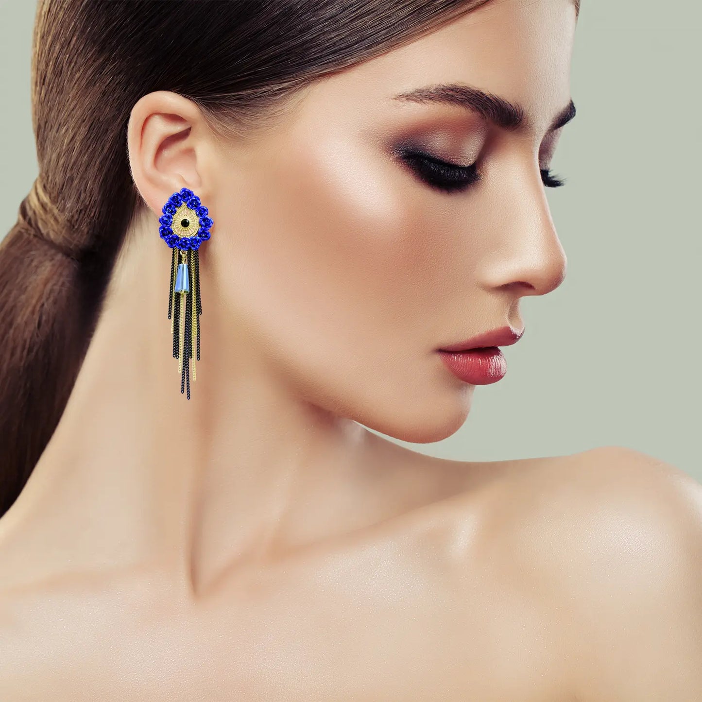Alluring Drop Earrings with Delicate Gold Chains and Tassels Attractive Sister