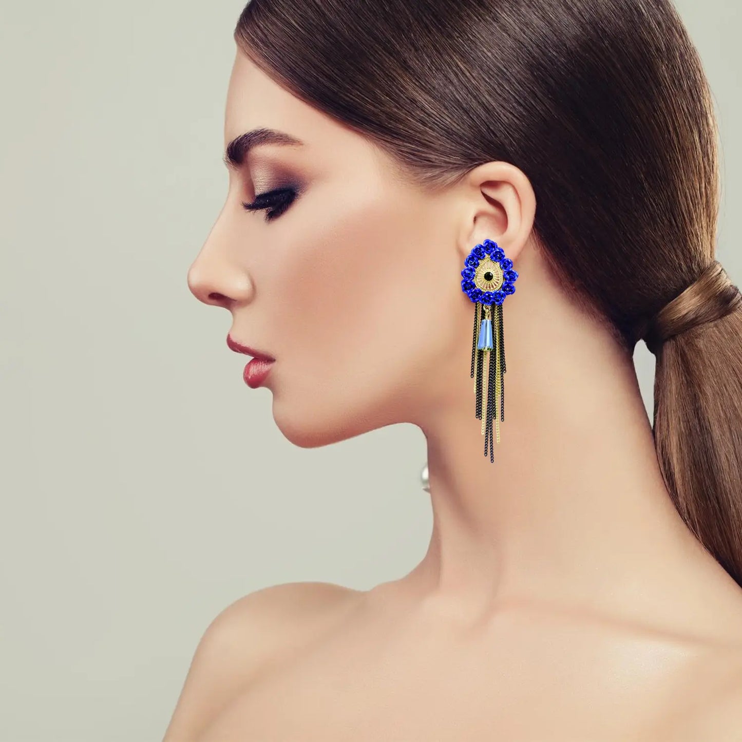 Alluring Drop Earrings with Delicate Gold Chains and Tassels Attractive Sister