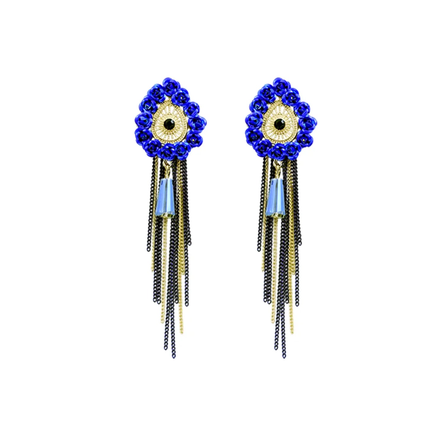 Alluring Drop Earrings with Delicate Gold Chains and Tassels Attractive Sister