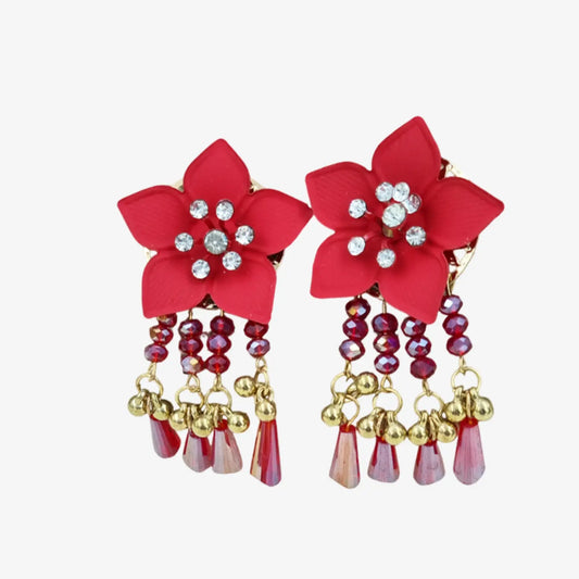 Elegant  Flower Earrings with Gold Accents Attractive Sister