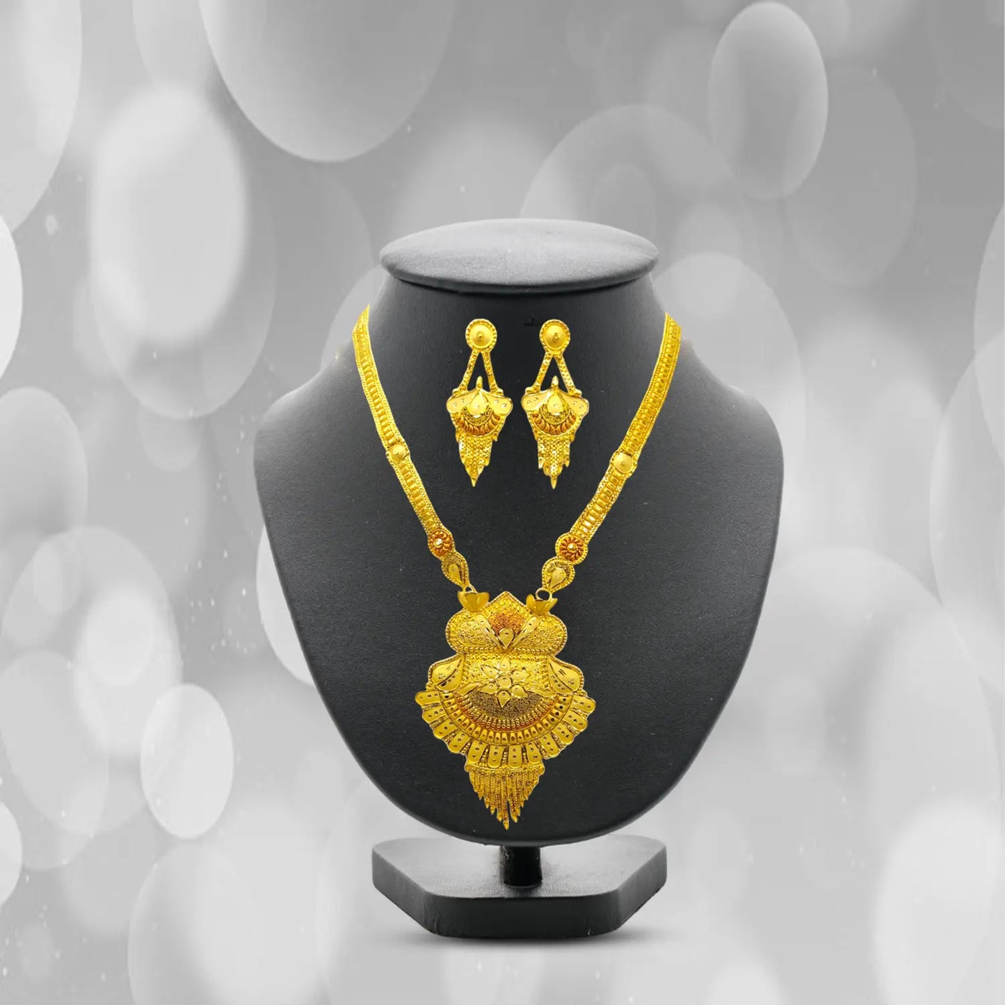 Elegant 1 Gram Gold-Plated Haram Necklace & Earrings Set - Attractive Sister