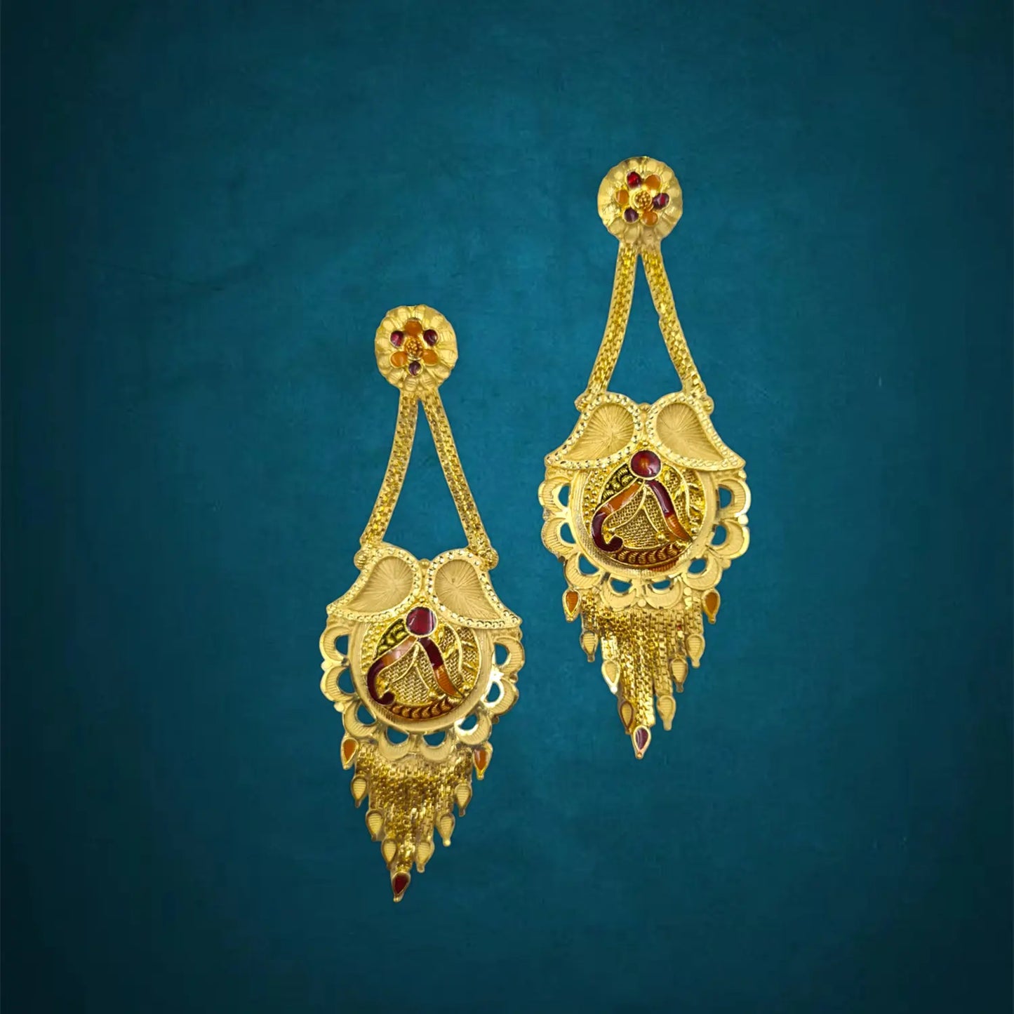 Gold-Plated Meenakari Drop Earrings – Traditional Indian Ethnic Jewelry Attractive Sister