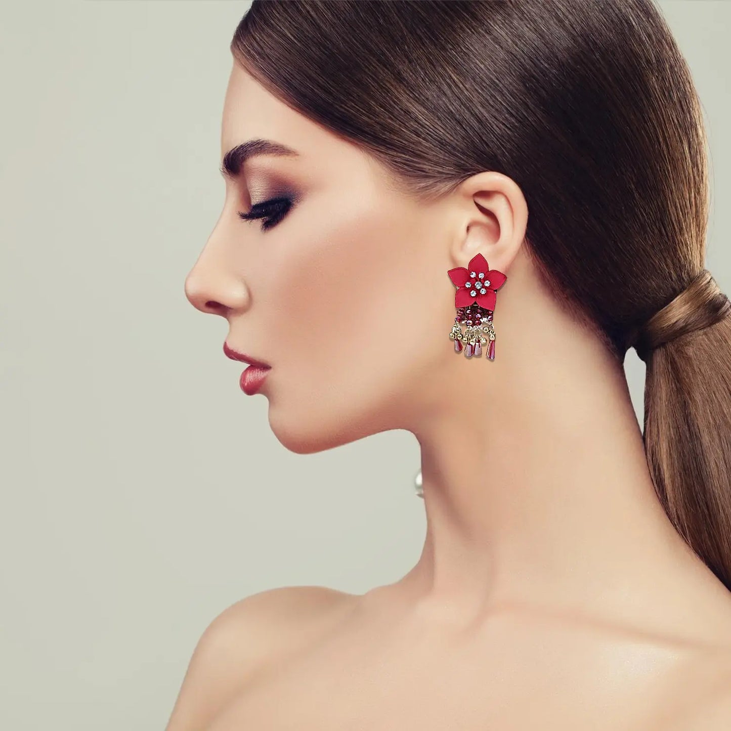 Elegant Flower Earrings with Gold Accents Attractive Sister