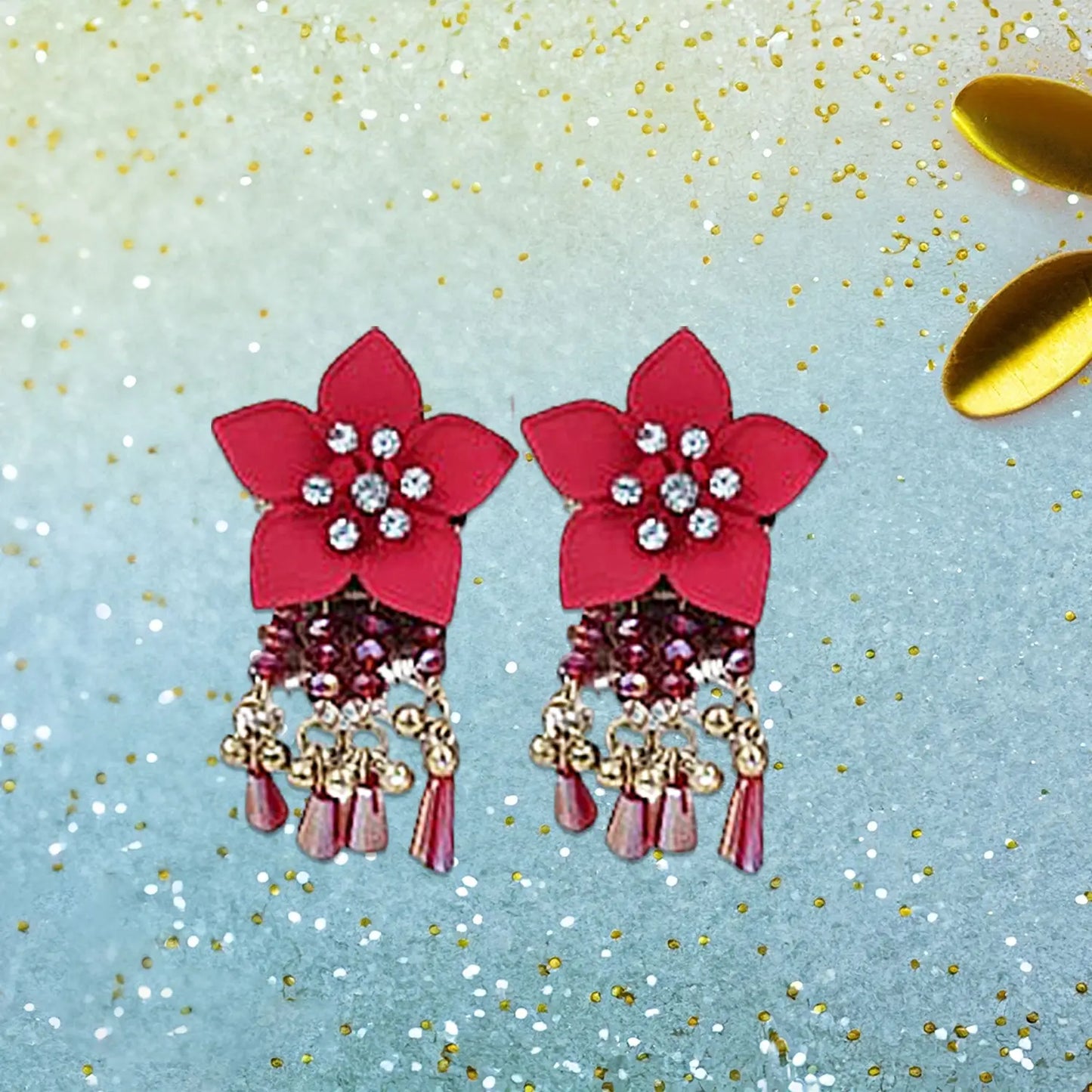 Elegant Flower Earrings with Gold Accents Attractive Sister