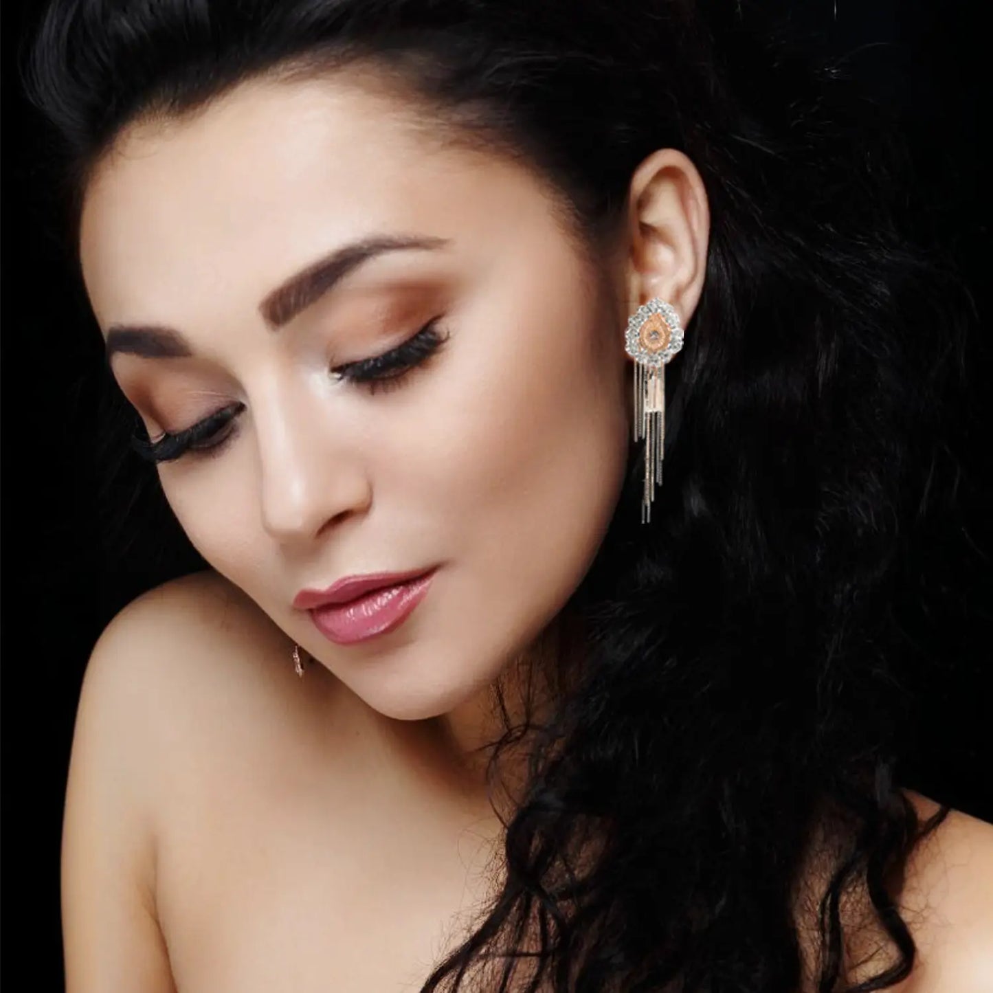 Alluring Drop Earrings with Delicate Gold Chains and Tassels Attractive Sister