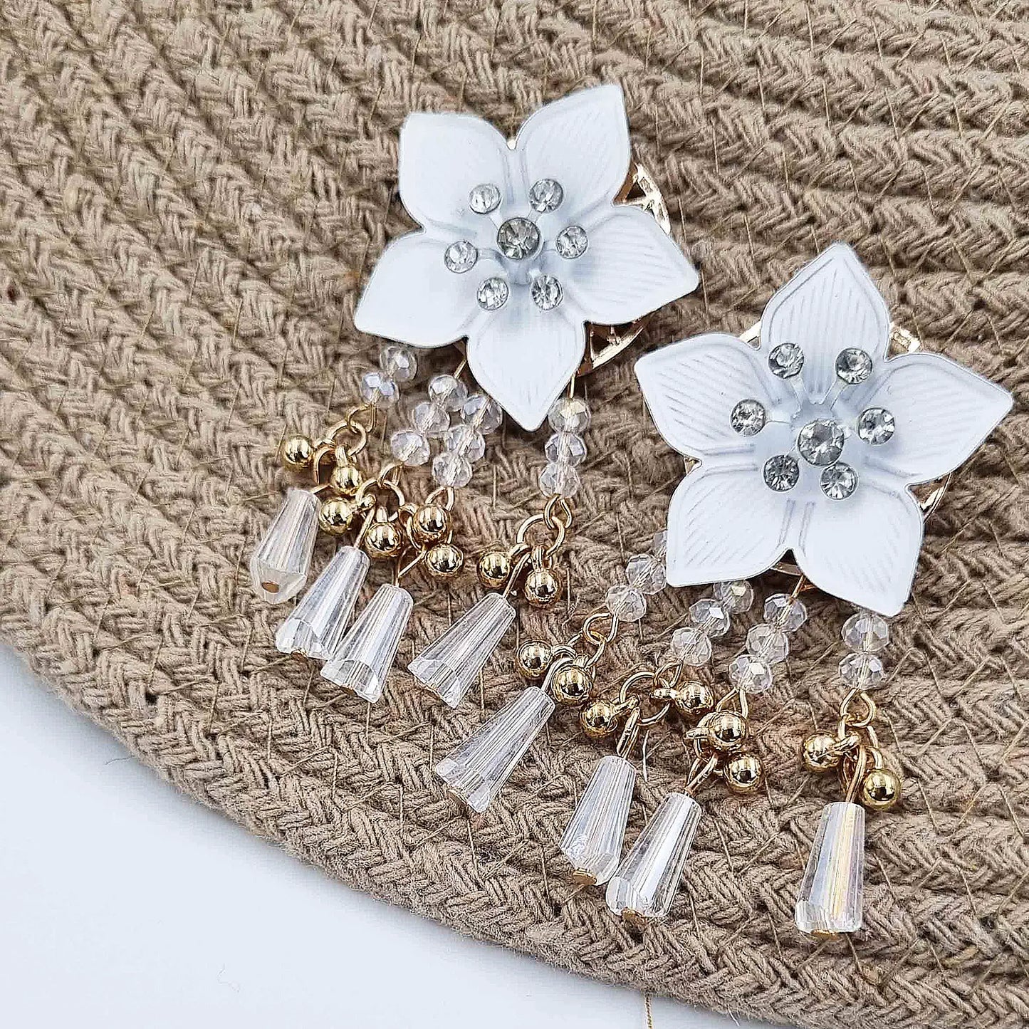 Elegant Flower Earrings with Gold Accents Attractive Sister