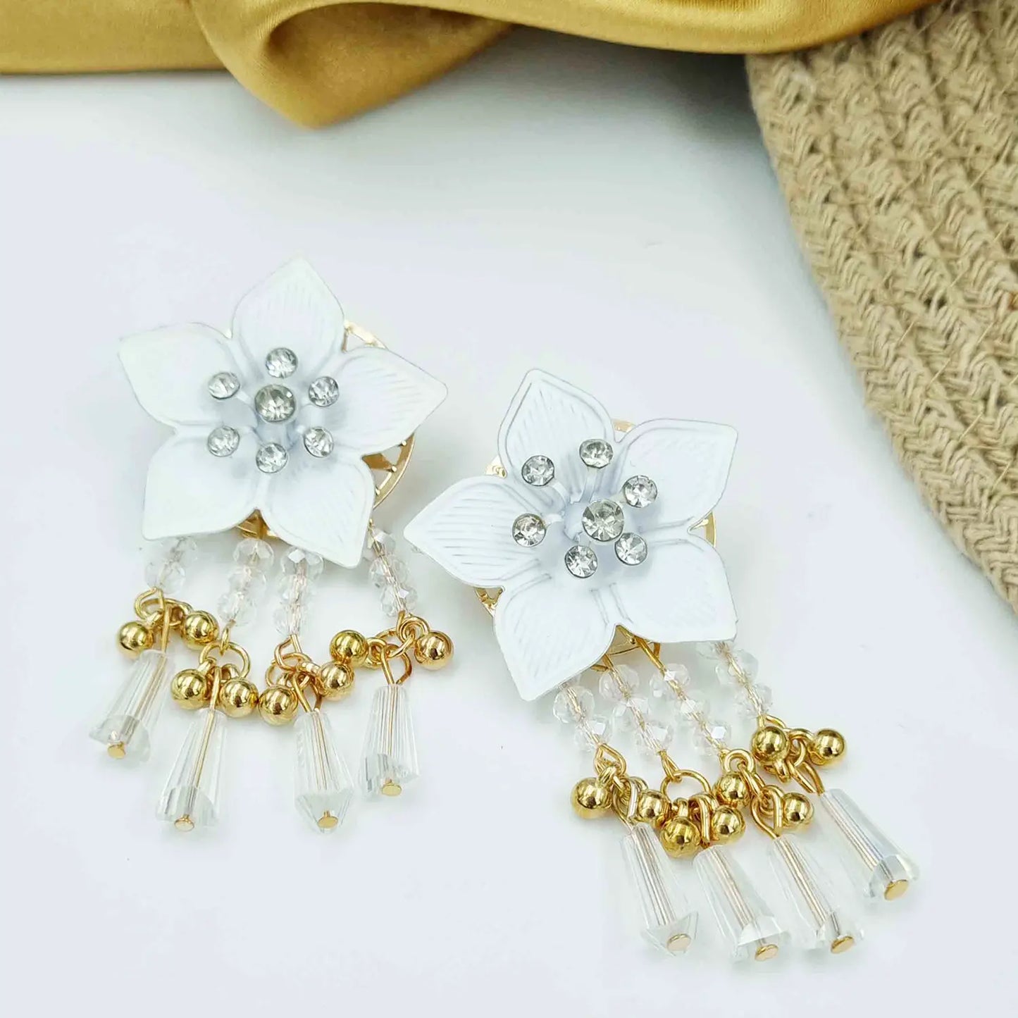 Elegant Flower Earrings with Gold Accents Attractive Sister