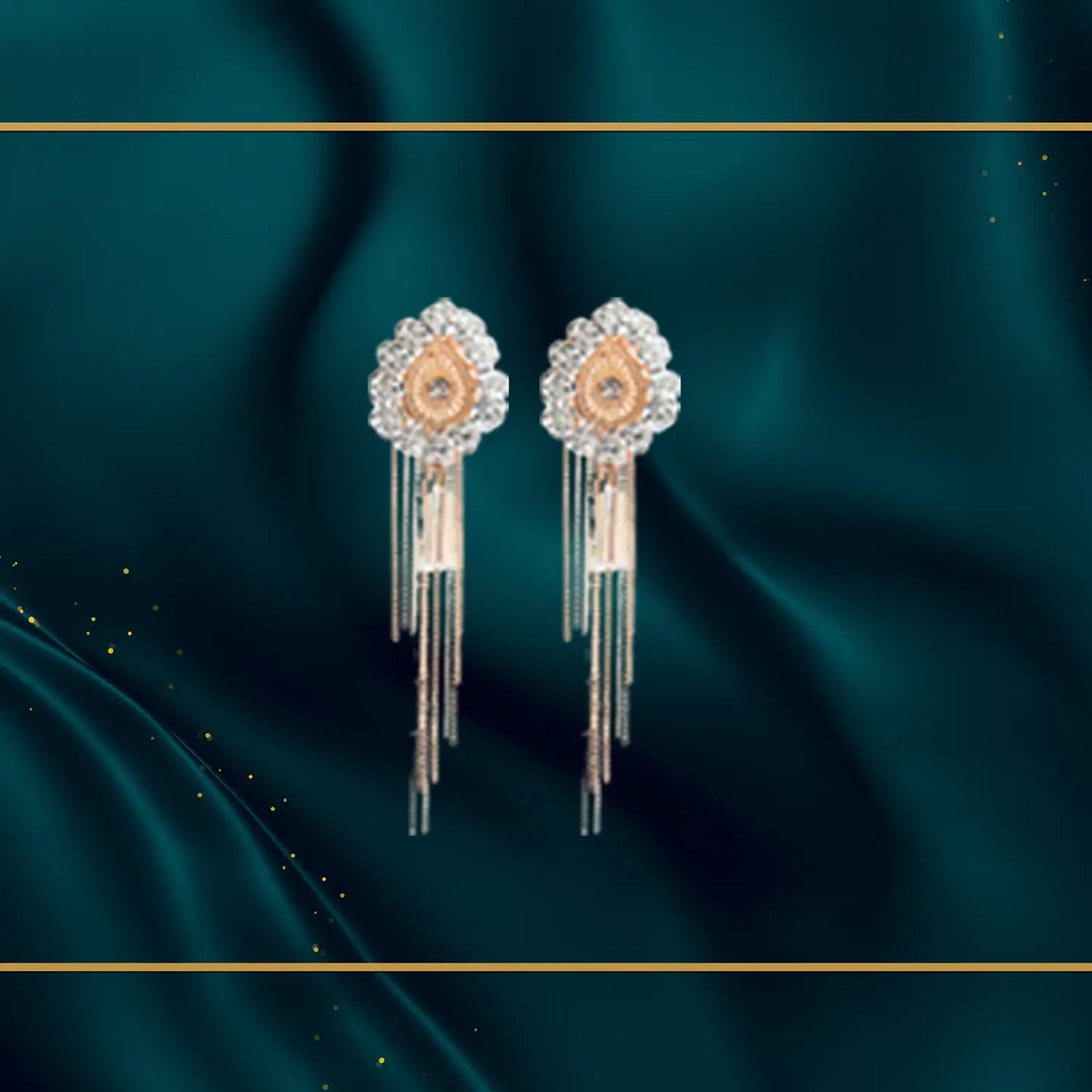 Alluring Drop Earrings with Delicate Gold Chains and Tassels Attractive Sister