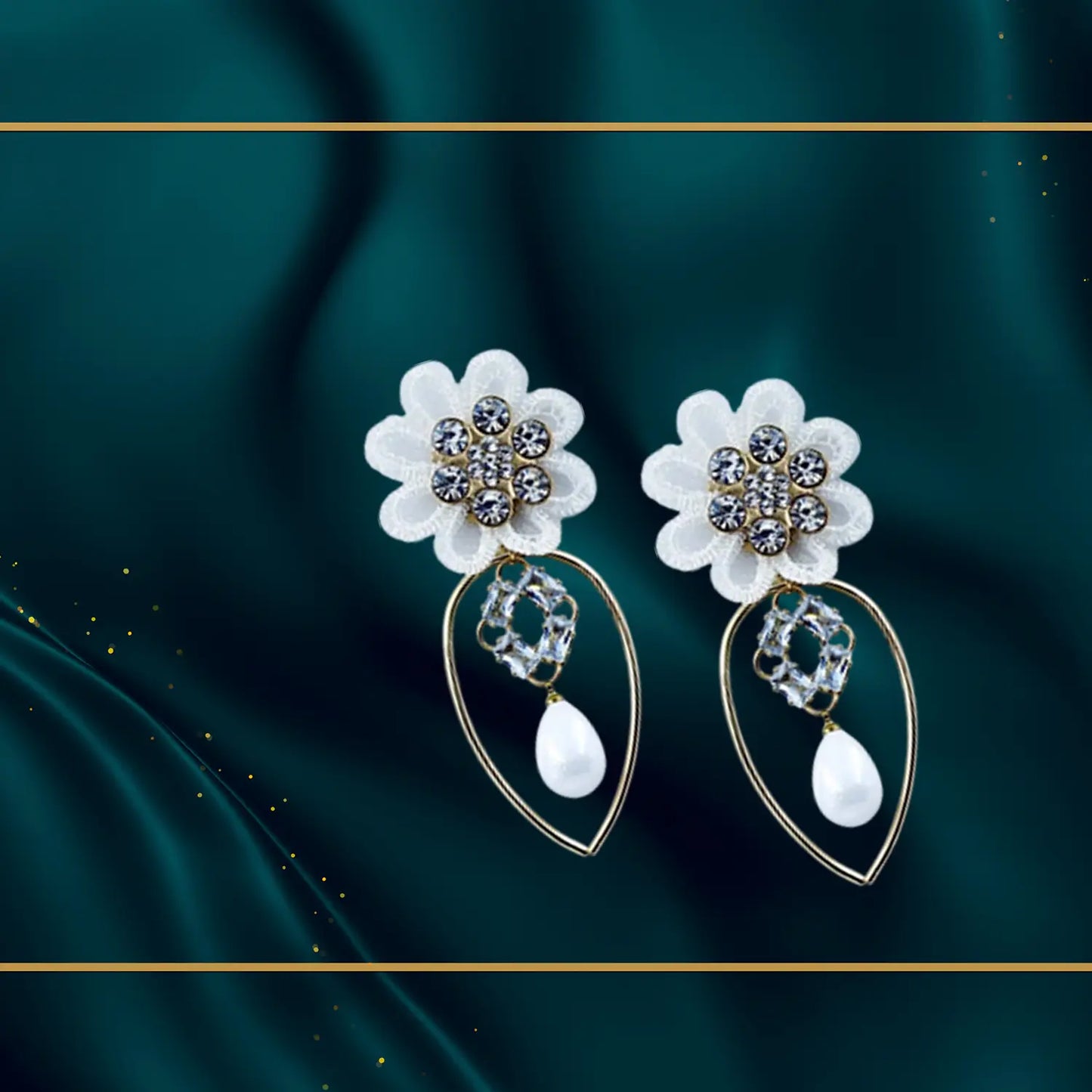 Antique Flower Earrings with Delicate Pearls Attractive Sister