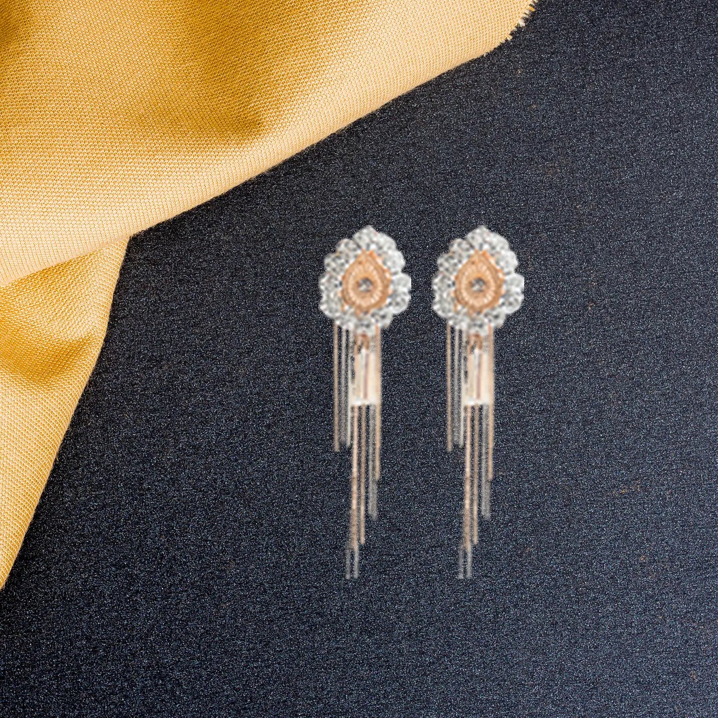 Alluring Drop Earrings with Delicate Gold Chains and Tassels Attractive Sister