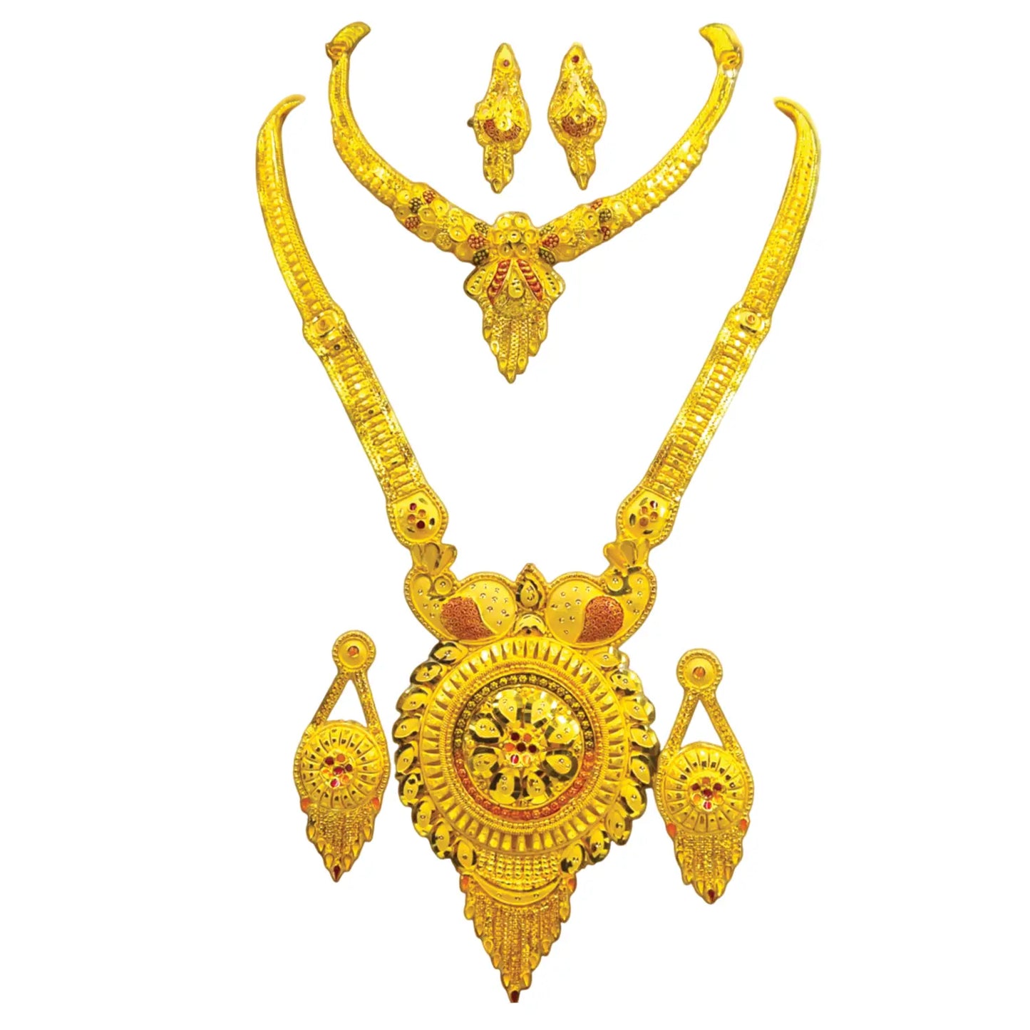 Elegant Traditional Gold Necklace Set with Earrings - Latest Design Attractive Sister