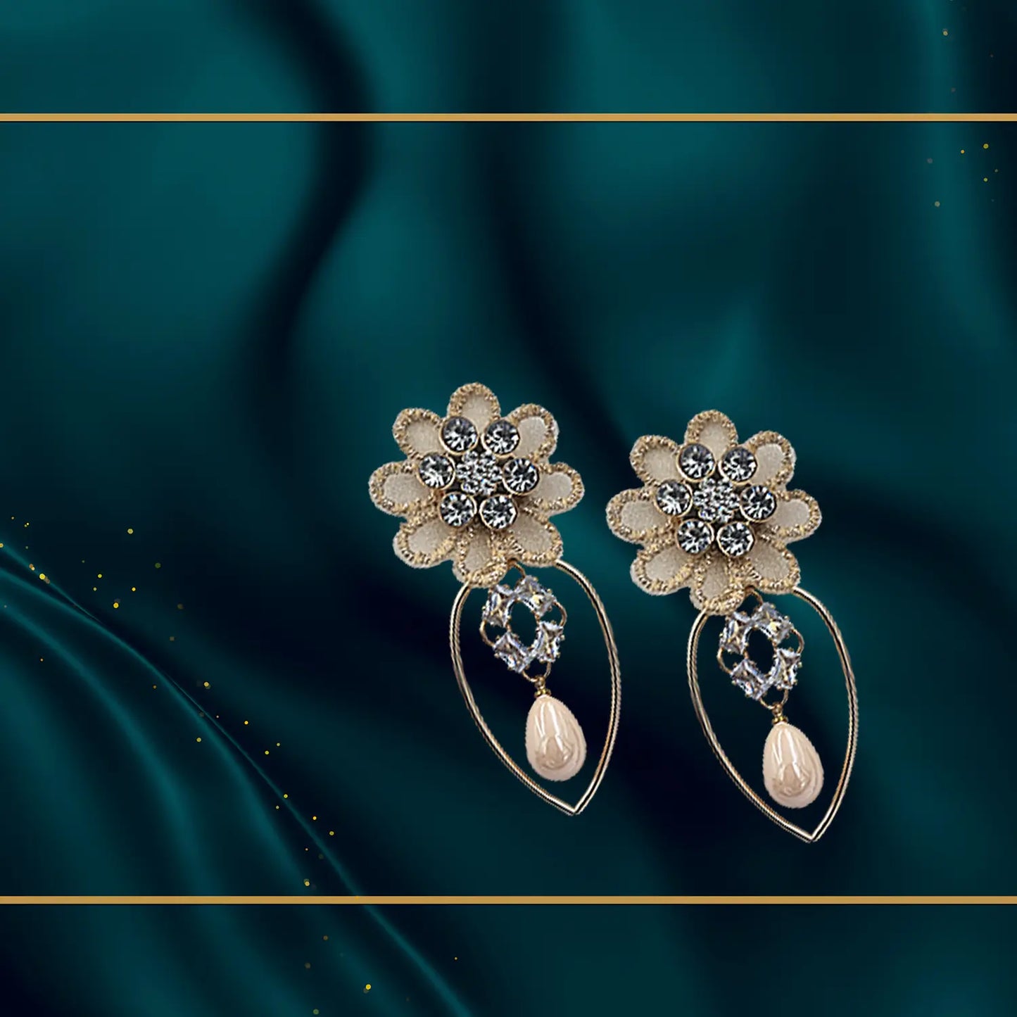 Antique Flower Earrings with Delicate Pearls Attractive Sister