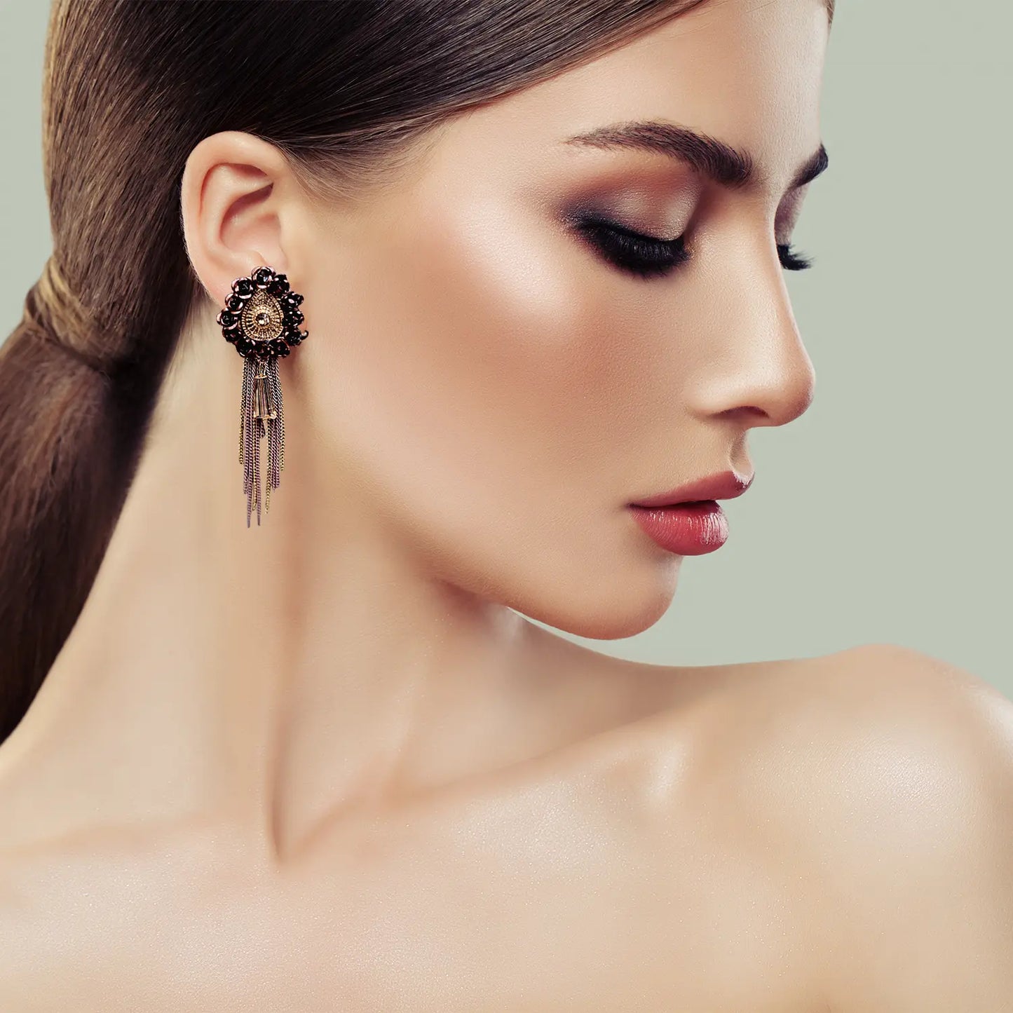 Alluring Drop Earrings with Delicate Gold Chains and Tassels Attractive Sister